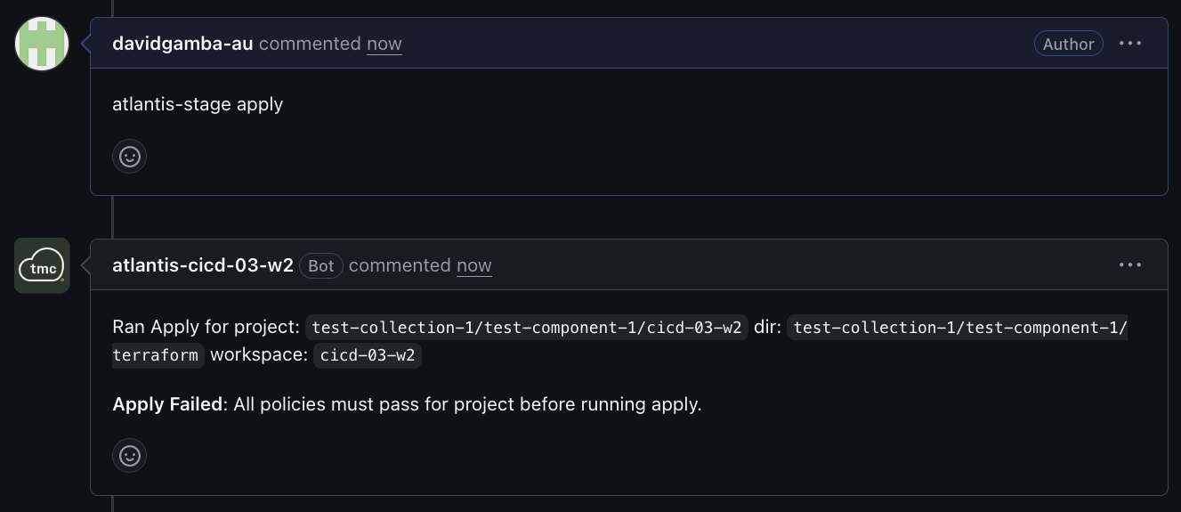 atlantis policy check apply fail message