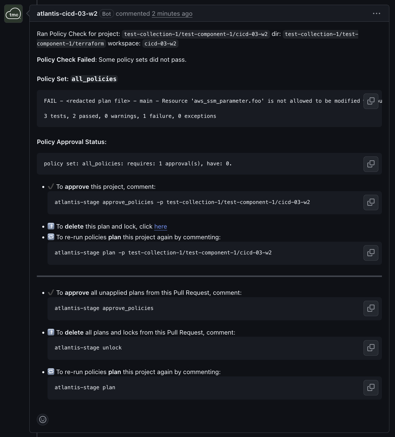 atlantis policy check message